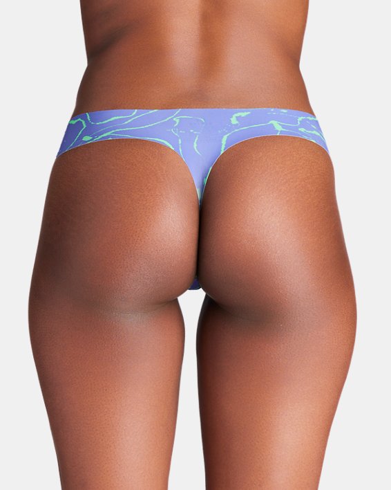 Women's UA Pure Stretch 3-Pack Printed No Show Thong, Purple, pdpMainDesktop image number 1